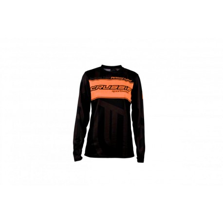 Crussis  Unisex triko dlouhý rukáv - černo / oranžová fluo